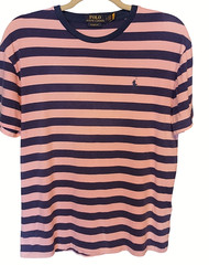 Polo Ralph Lauren Shirt Mens Sm/Blue/Pink Striped Crew Neck Classic Fit Preppy