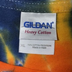 Gildan Heavy Cotton Tie-Dye Short Sleeve Crew Neck Cotton T-Shirt XL Hand-dyed