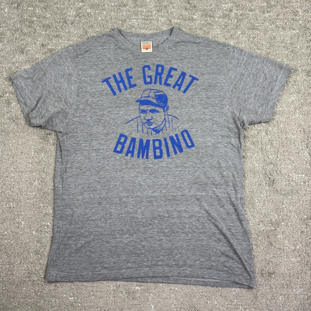 Homage T Shirt Mens XL Grey The Great Bambino Babe Ruth Graphic Tri-Blend USA