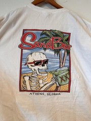 Sand Bar Pocket T-Shirt Retro Design Athens Georgia Skull Beach Vacation Palms