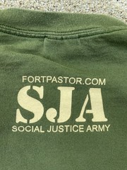 Fort Pastor Shirt Men’s Large OD Green Social Justice Army Military Short Sleeve