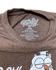 TeeLuv Mr. Owl “How Many Licks Does It Take?” Graphic T-Shirt Brown Size L