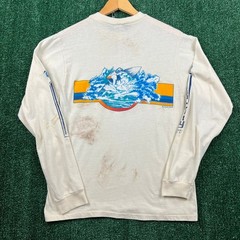 VTG The Knits Ocean City Summer 81 Surf Long Sleeve T-Shirt Mens XL Cream 80s