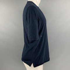 CAMO Size M Navy White Embroidery Cotton Polyamide Crew Neck T-shirt