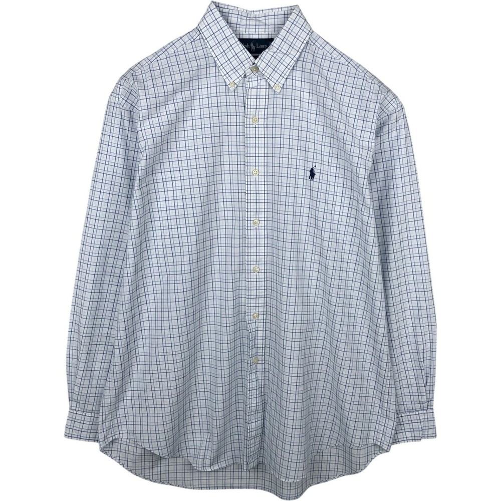Ralph Lauren BLAKE Long Sleeve Check Shirt Men’s L White Blue Japan