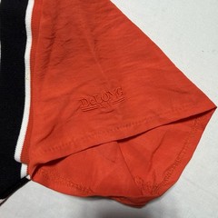 DeLong USA Vintage Nylon Pullover Shirt Medium Orange Black Stripe Drawstring