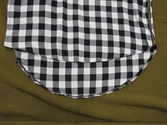 LILBETTER Men’s T-Shirt Black White XL Gingham Plaid Curved Hem Side Zip NWOT