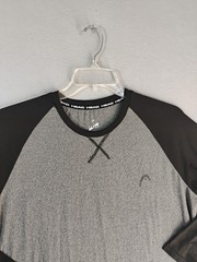 HEAD Mens Shirt Large Gray Long Sleeve Crew Neck Activewear Knit Logo Pullover