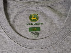 John Deere Logo Grey Cotton Blend T-shirt Size L