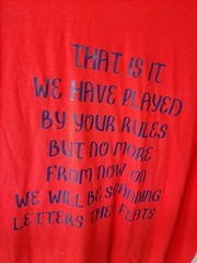 us postal t shirt men’s xl. Red with black letters.