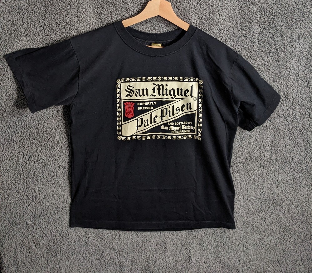 San Miguel Shirt Men L Black Graphic Philippines Brewery Pacific Island Brew Tee