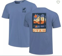 NWT Comfort Colors Men’s Zion National Park Tee 2XL Washed Denim Through Woods