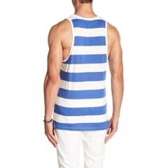 Slate & Stone 150951 Men’s Stripe Printed Tank Scoop Neck Shirt Blue White Sz. L
