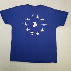 Hanes Blue Authentic Left Chest Pocket Back Eagle Planes Graphic Shirt Men Large