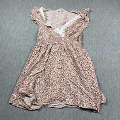 No Comment Dress Womens XL Floral Lace Trim V-Neck Flutter Sleeve Mini Skater