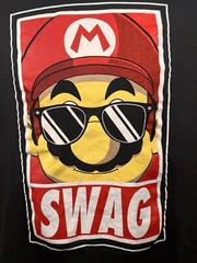 Mario Swag Black Short Sleeve T-Shirt Size Large Delta Tag