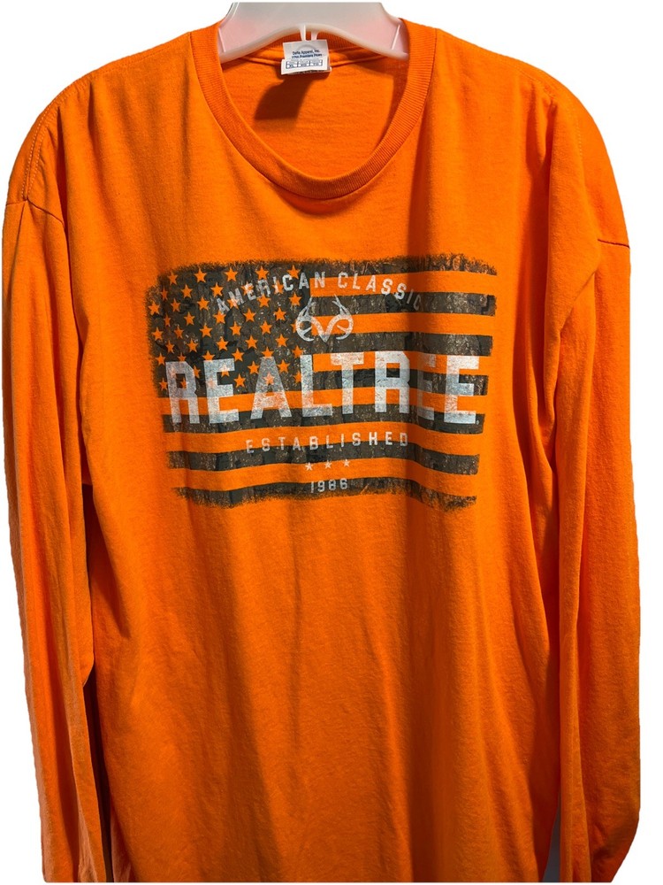 Realtree Long Sleeve T-Shirt Mens Size XL (46-48) Safety Orange.