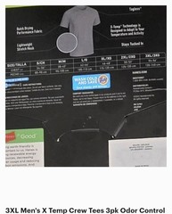 Hanes X-Temp 3XL Gray/Black. Mesh Tagless Quick Dry Stretch Crew Neck Tee 3-Pack