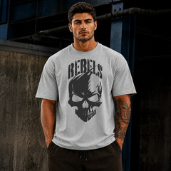Customizable Oversized Skull Graphic Cotton T-Shirt Men’s Streetwear Gym Workout
