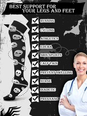 4 Pairs Halloween Socks Women Men Knee High Compression Socks for Halloween N…