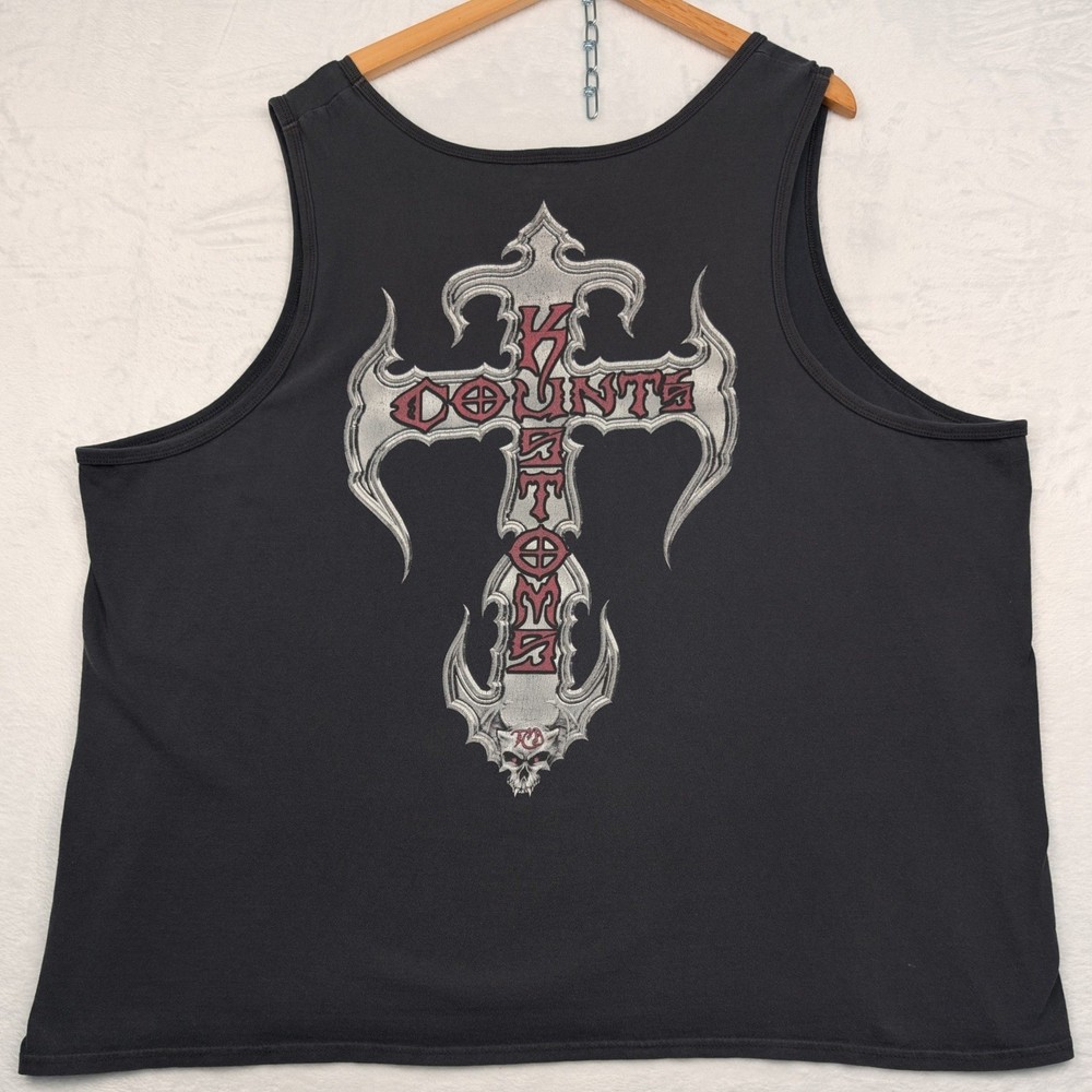 Count’s Kustoms Tank Top Mens 3XL Black Faded Gothic Cross Skull Biker Las Vegas