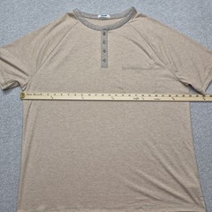 Coofandy Men’s XXL Khaki Oatmeal Heather Short Sleeve Henley Stretch Shirt