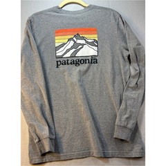 Patagonia Gray Long Sleeve Tee with Orange and Yellow Sunset Graphic