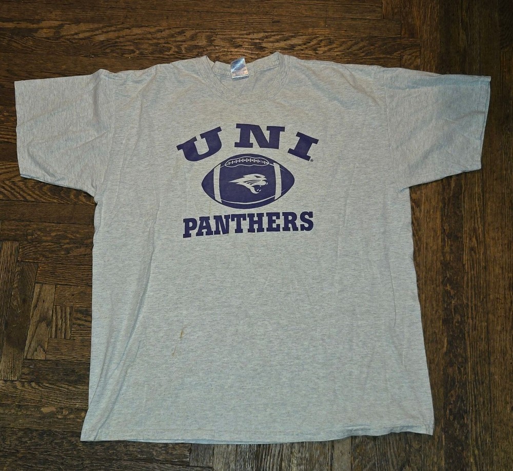 Vintage UNI Northern Iowa Panthers T-Shirt Men’s XL Gray Purple Y2K