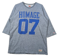Homage 07 Vintage Style 3/4 Sleeve Baseball Tee Gray Blue Soft Cotton Blend XL