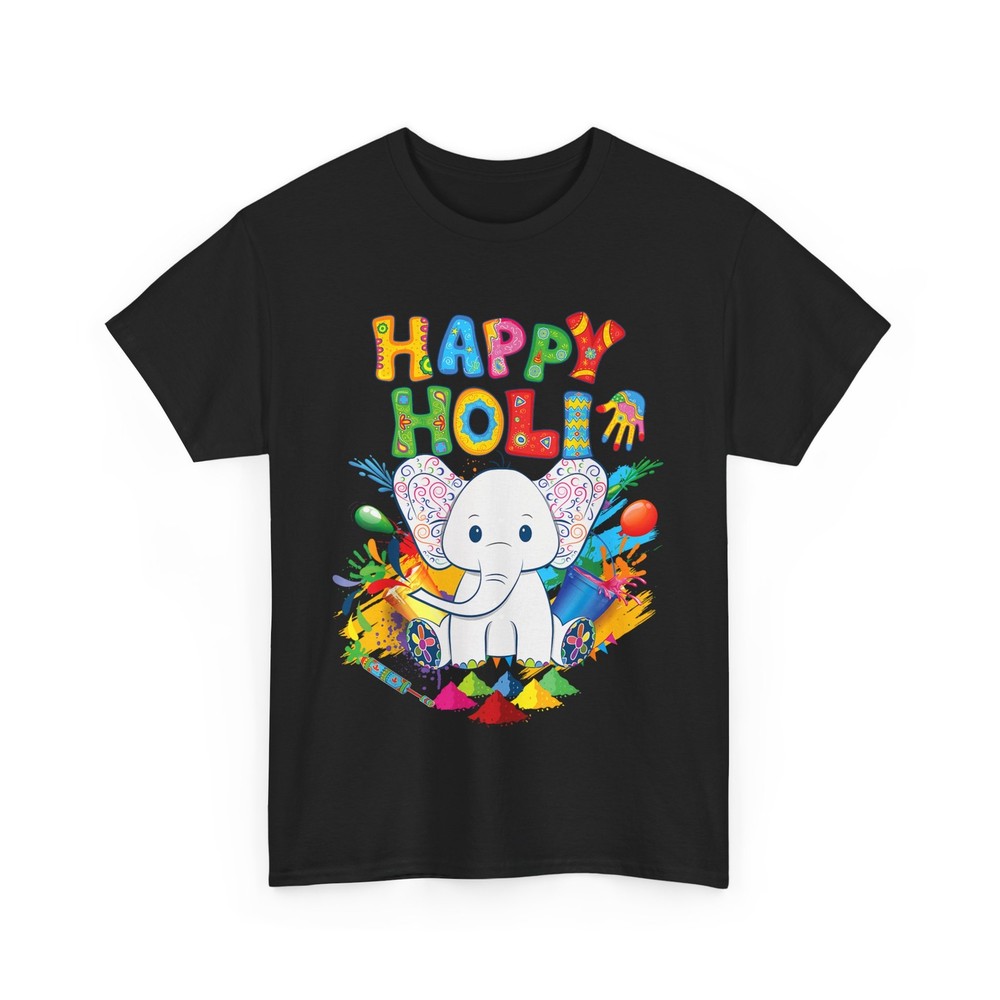 Happy Holi Festival Shirt, India Color Elephant Hindu Women Men Cute Shirt