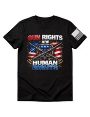 Gun Rights Are Human Rights T-Shirt 2nd Amendment AR-15 USA Flag Patriotic
