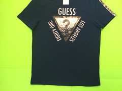 GUESS Los Angeles Men’s Short Sleeve T-Shirt Size LARGE Blue w/Dark Silver NEW