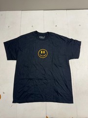 He Would Love First Solid Black Smiley Face Short Sleeve T shirt Mens Size XL