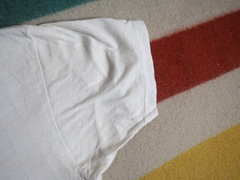VTG 70s BVD All Cotton Distress Grunge USA Made White Blank Tee T-Shirt Mens M