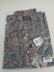 Salt Life Live Saly Men’s Size L Button Down Navy Coral Life Short Sleeve