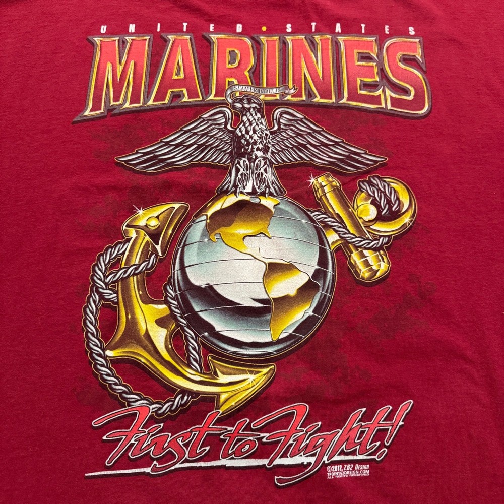 United States Marines T Shirt Mens 2XL Red First To Fight Double Graphic 7.62
