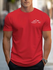 Men Summer 100% Cotton Mountain Pattern Casual Loose Plus Size T-Shirt