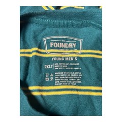 The Foundry 2XLT Long Sleeve T-Shirt Mens Big Tall Green Striped