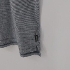 Eddie Bauer Men’s XL Gray Striped Button Henley Neck Short Sleeve T-Shirt