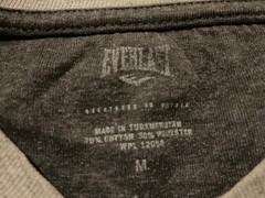 EVERLAST GYM RINGER T-SHIRT DISTRESSED ( MENS M ) HEATHER CHARCOAL GREY PREOWNED