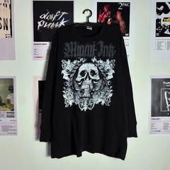 Fashionable men’s autumn personalized skull letter print micro elastic.