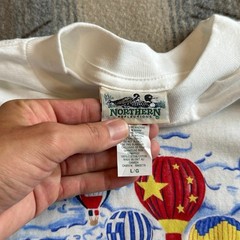 Vintage 90s World Hot Air Balloons T-Shirt Size Large Single Stitch Outdoor Art