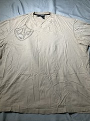 Vtg Rocawear Shirt Mens XXL 2XL Beige Graphic Print Tee Rap Crest Logo 90s Y2k