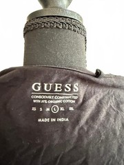 GUESS Men’s Black Logo Print T-Shirt, Size Large, 100% Cotton with Organic Blend