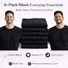 BILLIONHATS 6 Pack Mens Bulk Big Tall Short Sleeve Cotton T-Shirt Bulk (5XL)