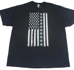 Gildan Dry Blend Graphic T-shirt Mens 2XL Black Soild Subdued Flag Patriotic