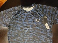 Kenneth Cole Men’s Active Tech Navy Camouflage S/S Stretch Breathable Tee XXL