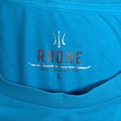 Rhone Reign Short Sleeve Pima Cotton Training T-Shirt Cyan Blue Mens Large