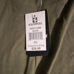 Southpole 16321-1440 Olive XXL Crew Neck Short Sleeve Zipper Accent T-Shirt