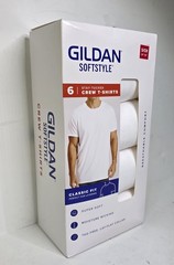 Gildan Softstyle 6pk White Stay Tucked Crew T-shirts Mens Small